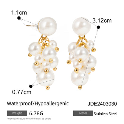 Stainless Steel Pearl Bracelet High-End Ins Light Luxury Earrings Titanium Steel Jewelry Earrings