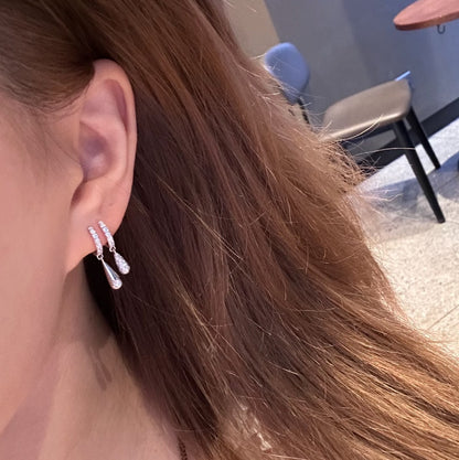 S925 Sterling Silver High Carbon Diamond Rachel Earrings Dynamic Long Geometric Double Water Drop Earrings Light Luxury Minimalist Style