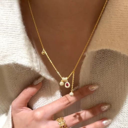 Sterling Silver s925French Style Light Luxury Versatile Nut Tassel Necklace Heavy Craft Fashion Retro Pendant for Women