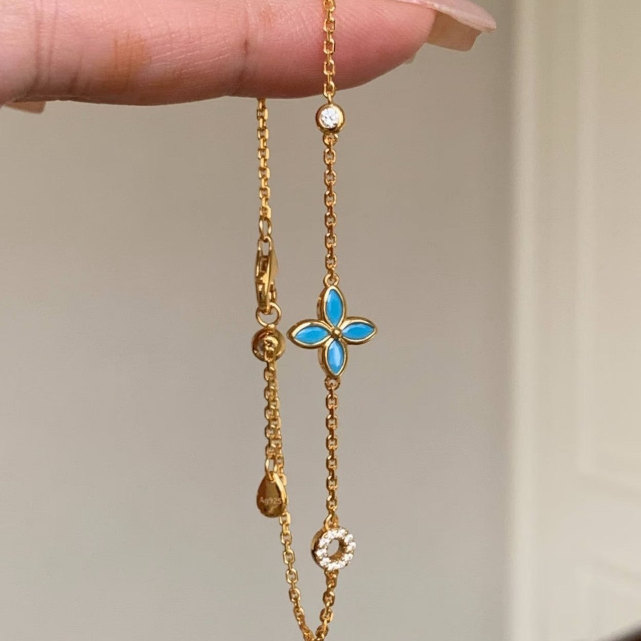 Pure Silver S925 High Carbon Diamond Marquise Four-Leaf Clover Bracelet Light Luxury High-End Exquisite Niche Design Jewelry Versatile