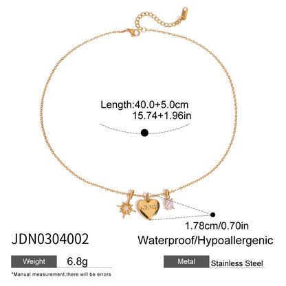 Stainless Steel Zircon Heart Necklace Light Luxury Niche Choker Non-Fading Titanium Steel Jewelry for Women with a Sense of Sophistication
