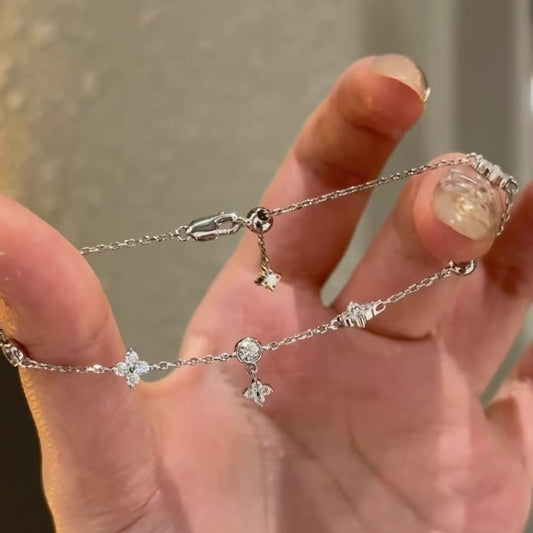 Sterling Silver S925 High Carbon Diamond Four-Leaf Clover Bracelet Light Luxury High-End Exquisite Niche Design Jewelry