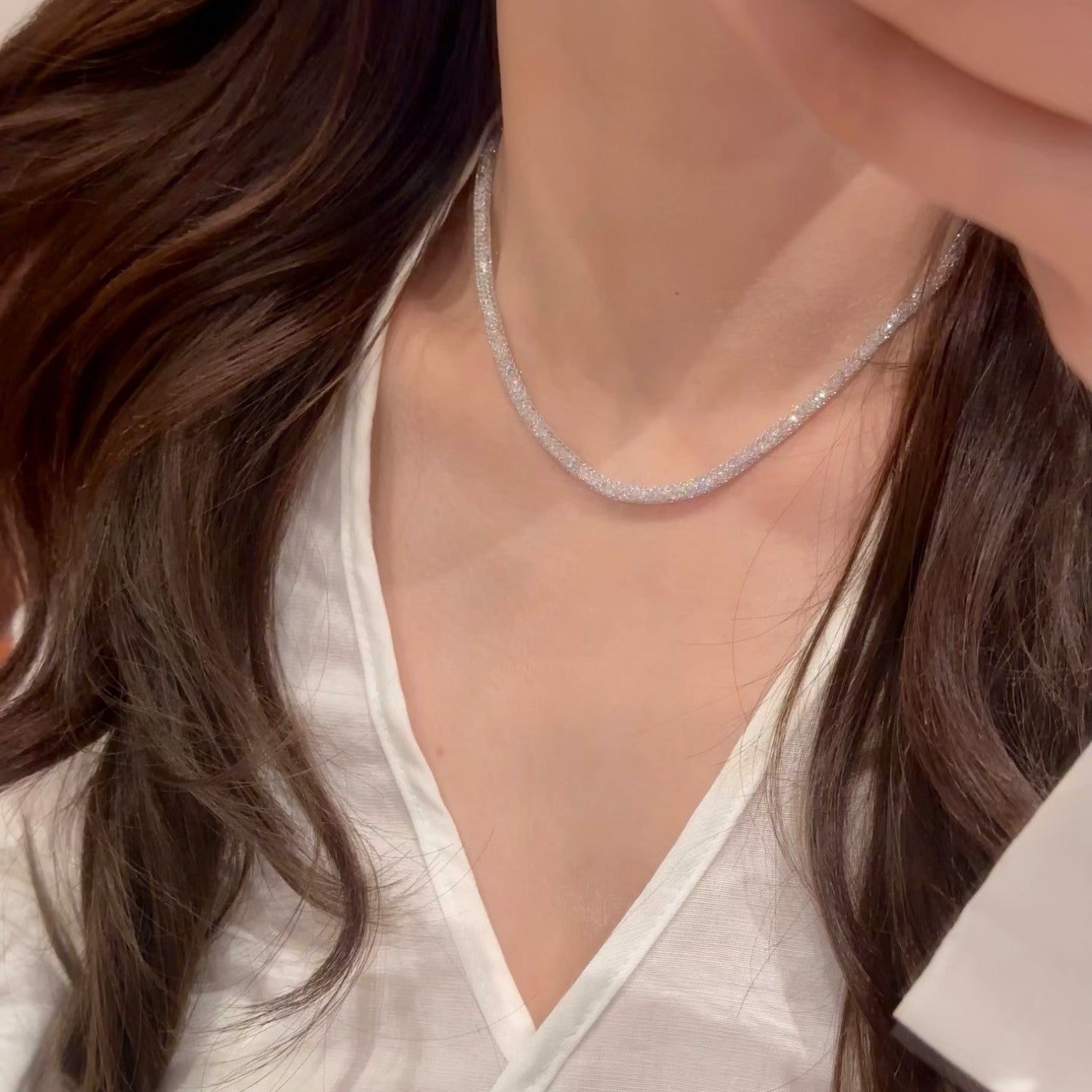 Pure Silver S925 Italian Craft Money Bag Mesh Necklace Niche Design Light Luxury High-end Feel Elegant Collarbone Chain