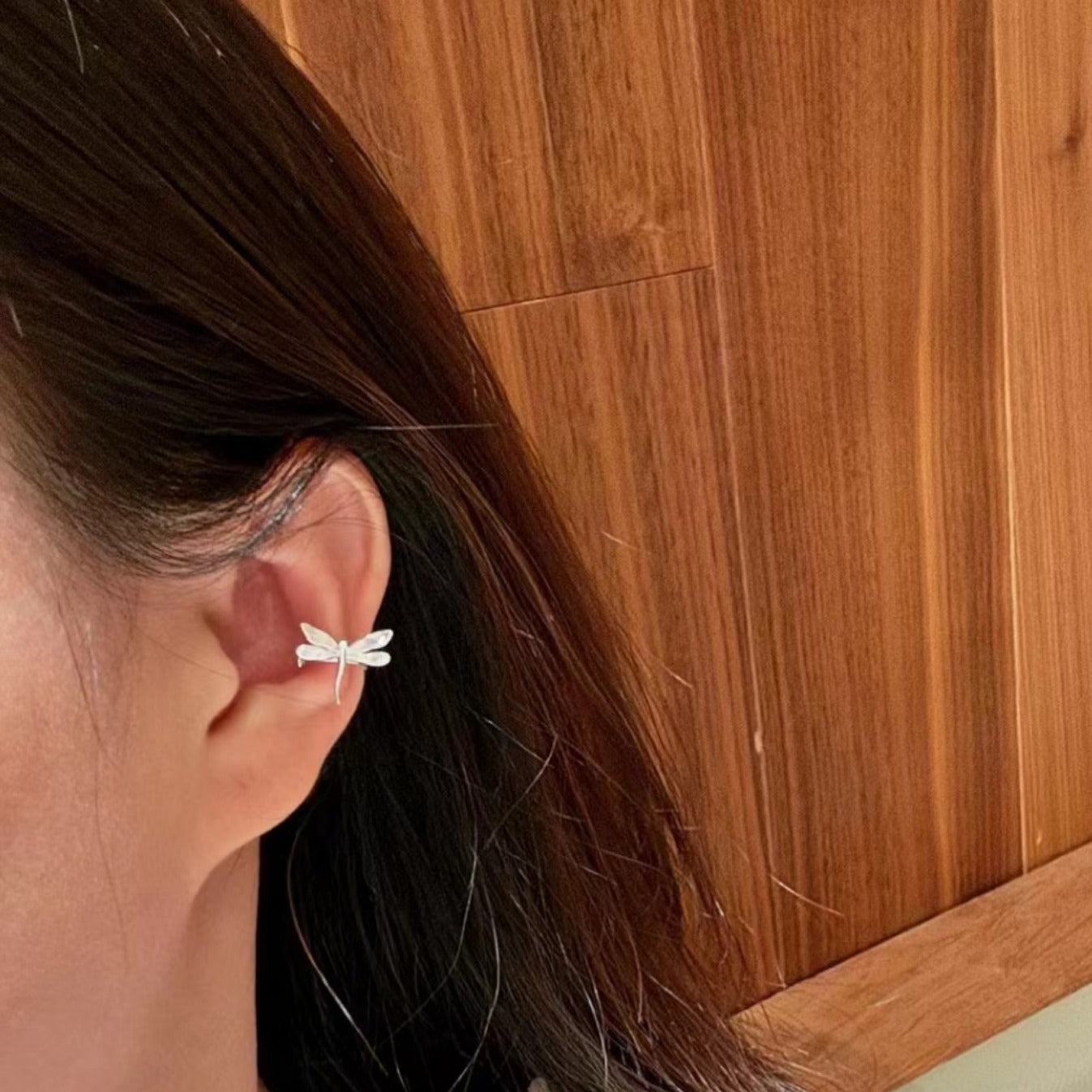 Sterling Silver S925 Real Gold Plated Botanical Butterfly Dragonfly Ear Cuff Light Luxury High-end Exquisite Niche Jewelry