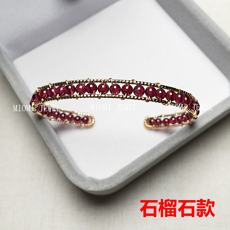 Crystal Bracelet Garnet Tourmaline Labradorite Strawberry Crystal and Other Styles 14K Gold Plated Color Retention