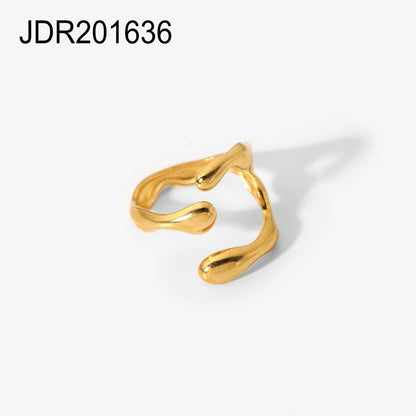 Ins Style Colorless High-end Simple Gold Steel Series Stainless Steel Plain Ring Jewelry
