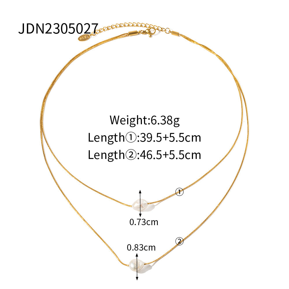 Double Layer Stacked Titanium Steel Necklace Light Luxury High-end Clavicle Chain Stainless Steel Jewelry Non-fading