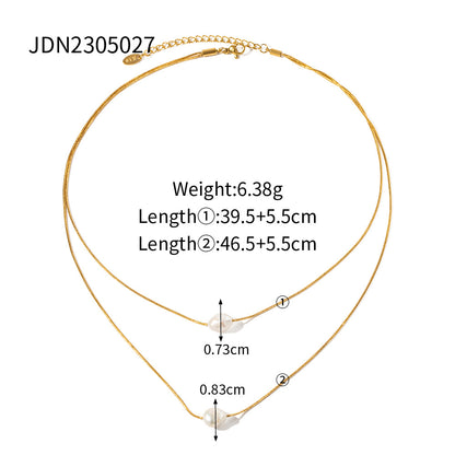 Double Layer Stacked Titanium Steel Necklace Light Luxury High-end Clavicle Chain Stainless Steel Jewelry Non-fading