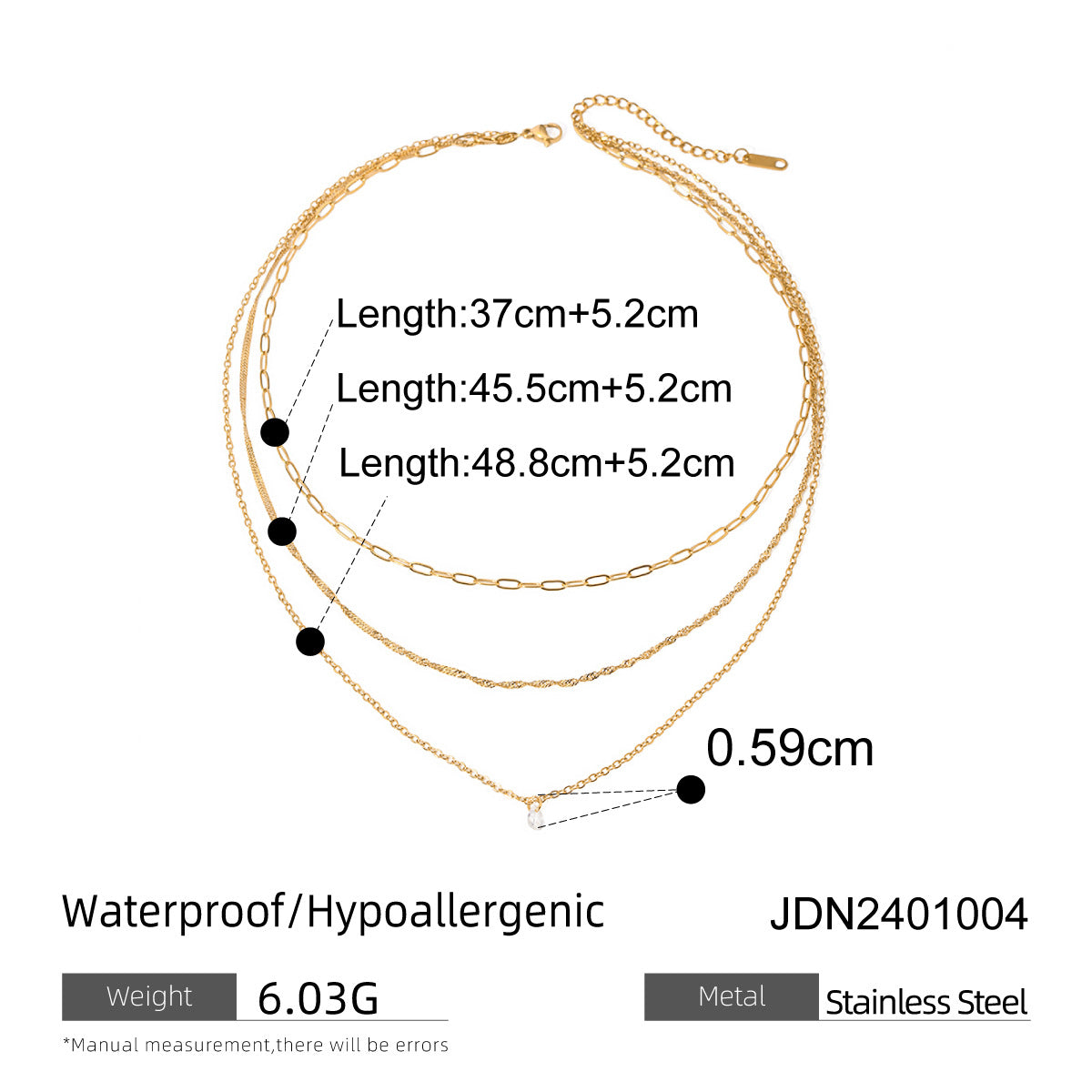 Three-layer Stacked Titanium Steel Necklace Accessories for Women, Light Luxury High-end Clavicle Chain Stainless Steel Jewelry