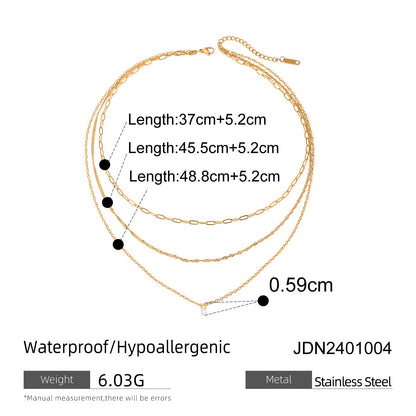 Three-layer Stacked Titanium Steel Necklace Accessories for Women, Light Luxury High-end Clavicle Chain Stainless Steel Jewelry