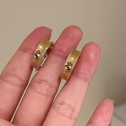 Pure Silver S925 CNC Fish Scale Crushed Ice Craft Earrings Studs Exquisite High-end Fashion