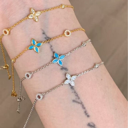 Pure Silver S925 High Carbon Diamond Marquise Four-Leaf Clover Bracelet Light Luxury High-End Exquisite Niche Design Jewelry Versatile