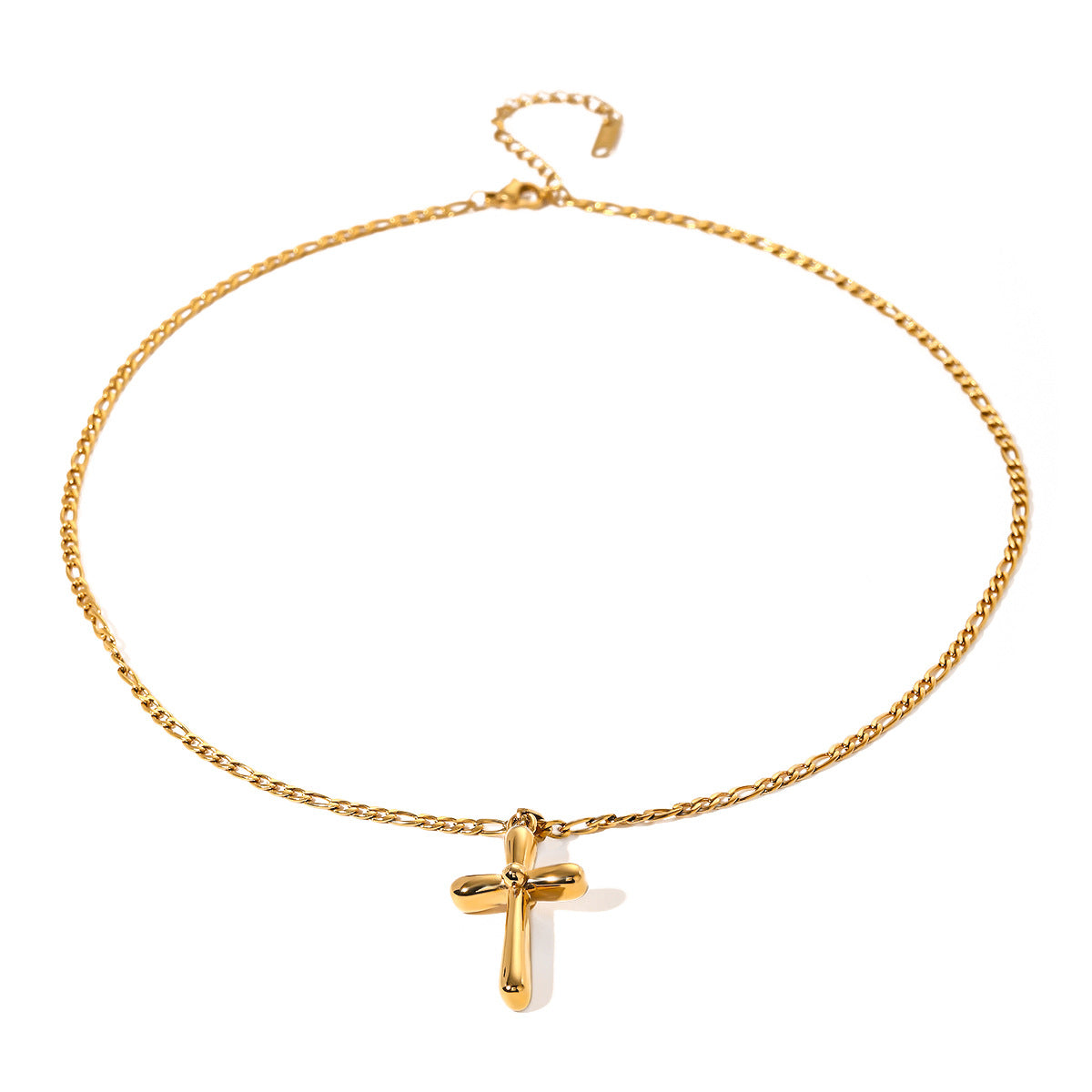 18k Gold Stainless Steel Cross Necklace Niche High-end Minimalist Cross Titanium Steel Necklace