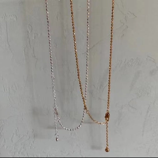 Pure Silver S925 Real Gold Plated Laser Bead Necklace Clavicle Chain Light Luxury High-end Exquisite Design Jewelry