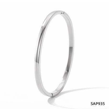 Non-Fading Multiple Styles Diamond-Studded Plain Hoop Bracelet Vacation Style Eight-Pointed Star Waterproof Stackable Stainless Steel Jewelry
