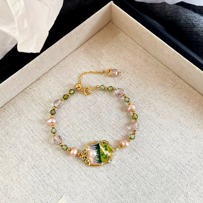 NALA Nala Dripping Oil Flower Beaded Bracelet Pearl High-end Pearl Bracelet Large Hand Circumference Pure Handmade Bracelet