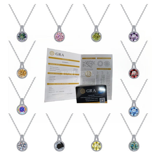 925 Sterling Silver Moissanite Pendant Clavicle Chain V-shaped Round Versatile Round Moissanite Necklace