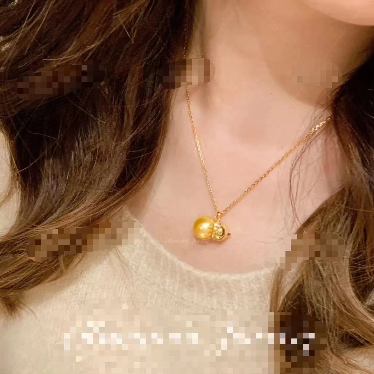 Pure Silver S925 Pearl Gourd Pearl Necklace Light Luxury Style High-end Jewelry Feel