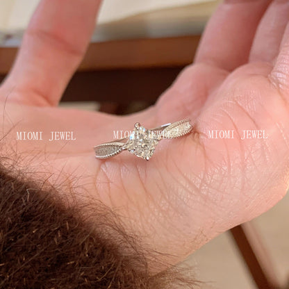 S925 Sterling Silver Sweet Princess Sugar Cube Square Diamond Brushed Diamond Ring Exquisite Niche Light Luxury High-end Small Square Diamond Ring