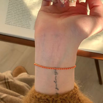 Pure Silver S925 Zodiac Year Essential Braided Red String Bracelet, Adjustable and Stretchable, Unique Design, High-end Versatile