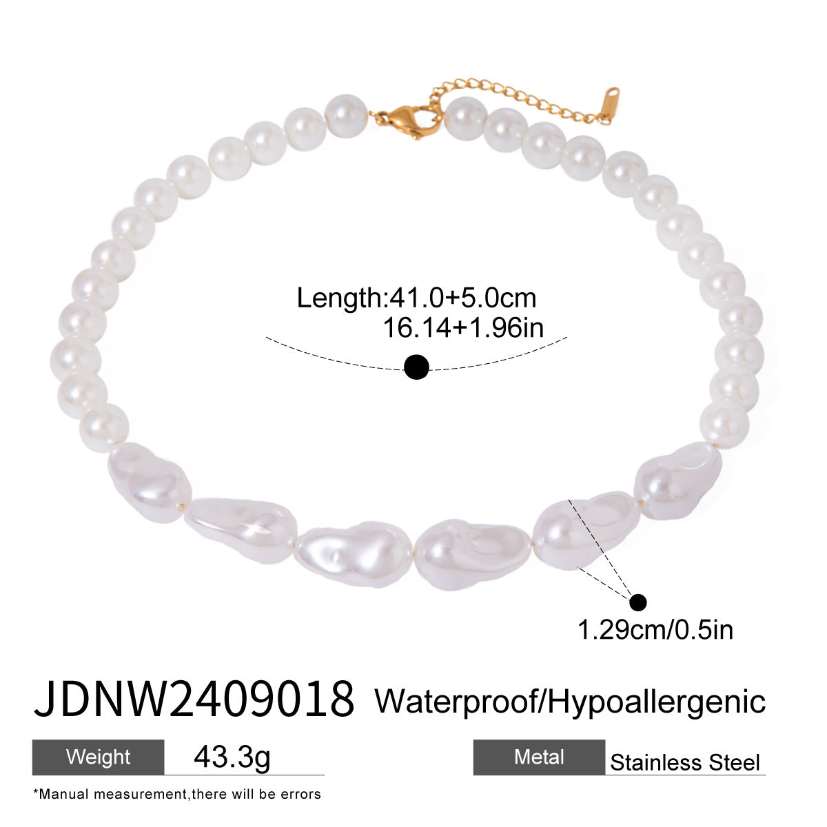 Stainless Steel Pearl Necklace High-end Exaggerated Flower Stud Earrings Titanium Steel Jewelry Earrings