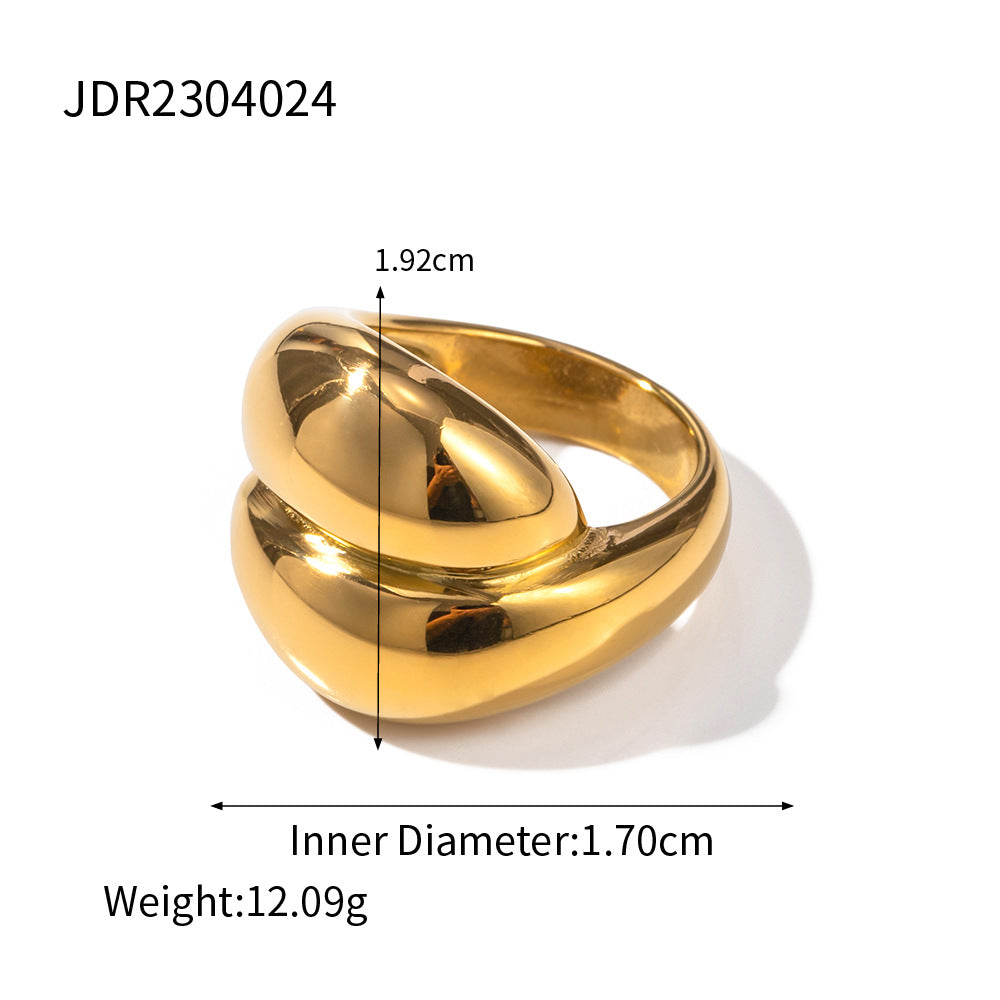 18K Gold Stainless Steel Exaggerated Ring High-End INS Light Luxury Titanium Steel Rings for Women