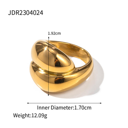 18K Gold Stainless Steel Exaggerated Ring High-End INS Light Luxury Titanium Steel Rings for Women