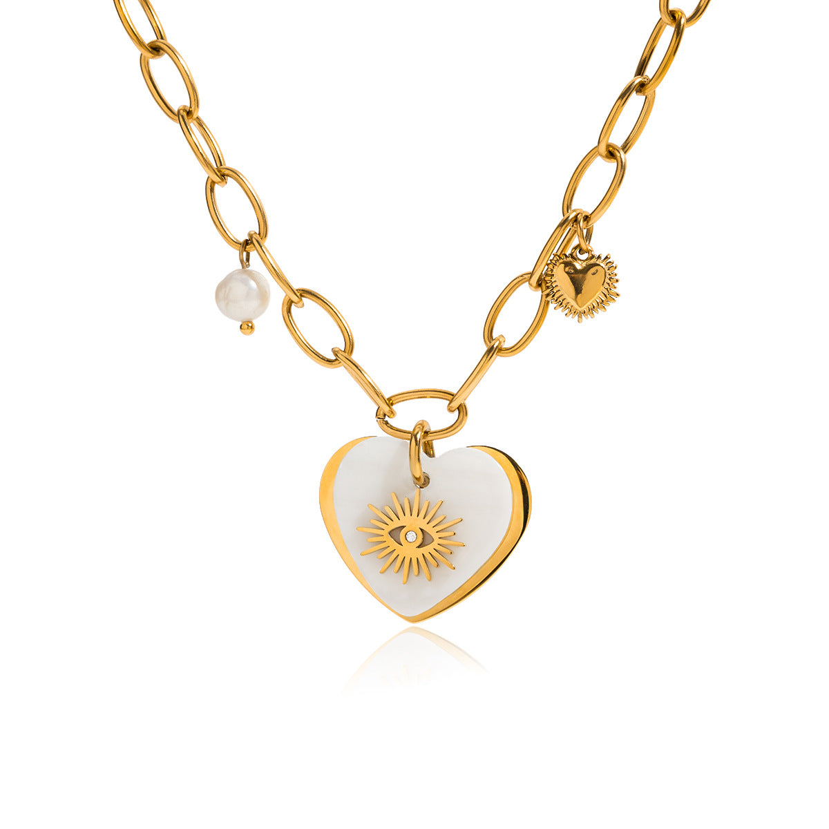 Stainless Steel Heart Necklace Light Luxury High-End Collarbone Chain Non-Fading Titanium Steel Jewelry Hot Item