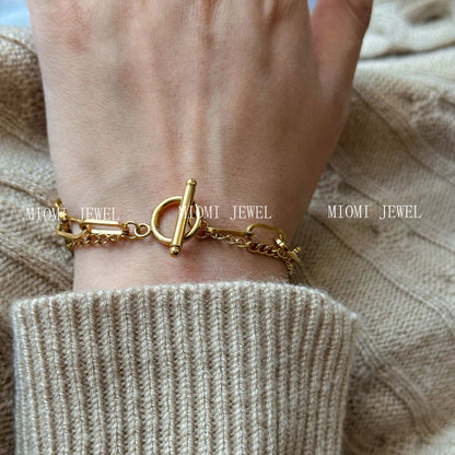Stainless Steel OT Buckle Plain Circle Multi-layer Bracelet High-end Ins Style Titanium Steel Hand Jewelry for Women