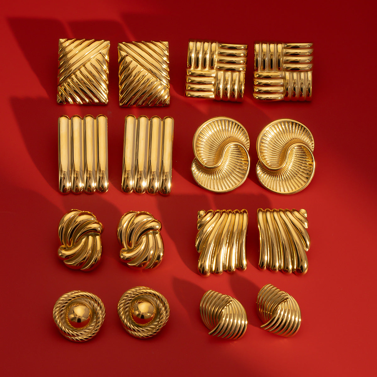 Stainless Steel Geometric Stud Earrings High-End Niche Ins Earrings Titanium Steel Ear Jewelry