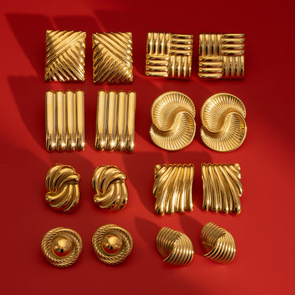 Stainless Steel Geometric Stud Earrings High-End Niche Ins Earrings Titanium Steel Ear Jewelry