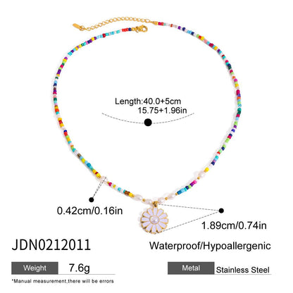 Stainless Steel Vacation Style Beaded Necklace Titanium Steel Jewelry for Women High-End Non-Fading Collarbone Chain