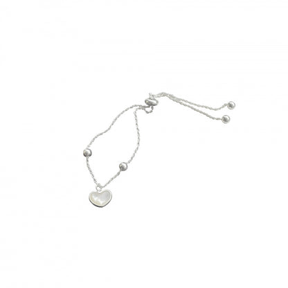 S925 Sterling Silver Heart Mother-of-Pearl Twist Pull Bracelet for Women Korean Niche Design High-End Popular Jewelry