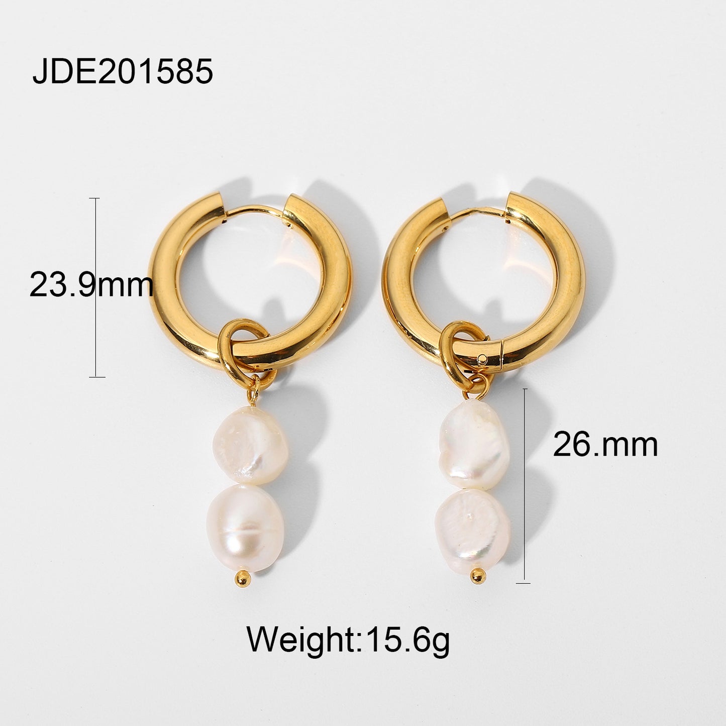 INS Style Internet Celebrity Same Style 18K Gold Stainless Steel Earrings Fashionable Personality Pearl Earrings Hoop Earrings Women's Jewelry