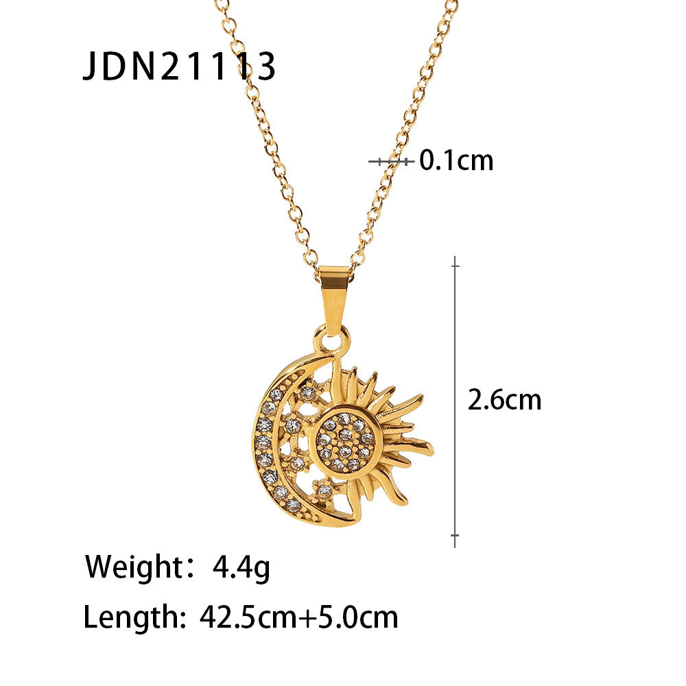Jewelry French Niche Retro Titanium Steel Heart Necklace Stainless Steel Zircon Heart Pendant Necklace for Women
