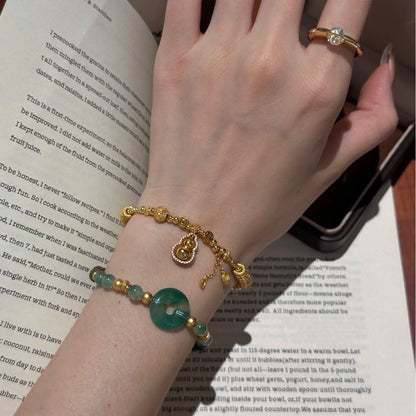 Pure Silver S925 Gourd Wealth Entwined Bracelet New Chinese Style National Trend Fashionable Elegant High-end Light Luxury Jewelry
