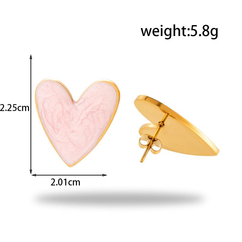 gold plated Titanium Steel Simple Versatile Stainless Steel Oil Painting Heart necklace