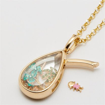 Ocean Heart Openable DIY gold Necklace Water Drop Pendant European and American Niche Cute Small Item Collarbone Chain Color Retention