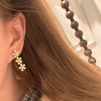 Pure Silver S925 High Carbon Diamond Small Yellow Flower Earrings Necklace Set Light Luxury Niche Fairy Style Internet Celebrity Ins Simple Elegant