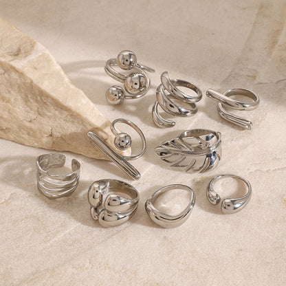 Stainless Steel Geometric Silver Ring High-End Niche Titanium Steel Jewelry Rings