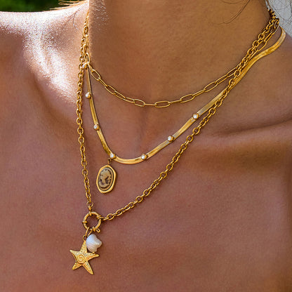 Stainless Steel Resin Portrait Necklace Retro High-end Clavicle Chain Titanium Steel Jewelry Non-fading