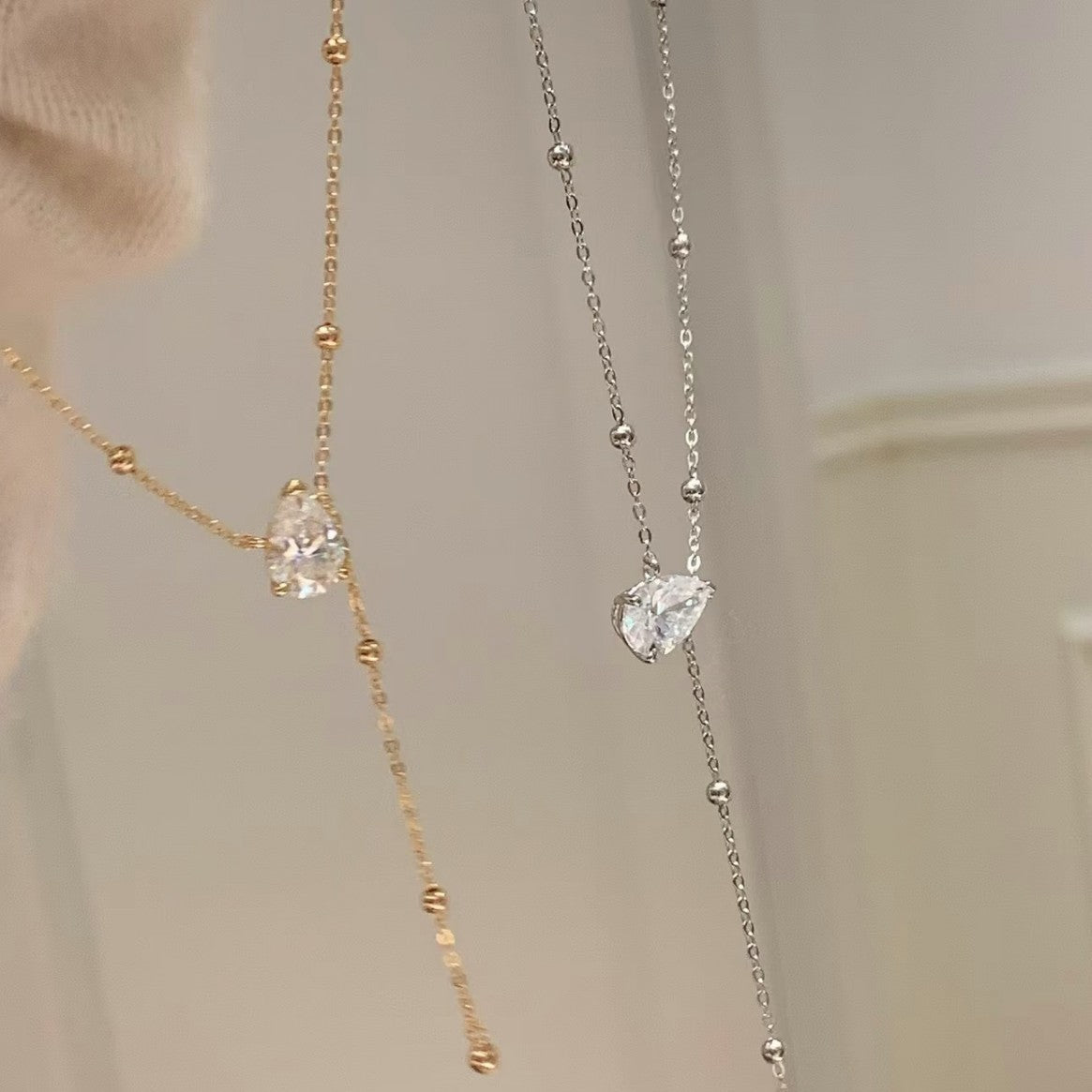 Pure Silver S925 Rachel Water Drop Collarbone Chain Zircon Water Drop Tassel Necklace Luxurious and Elegant Collarbone Chain