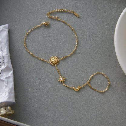 Stainless Steel Sun Finger Bracelet Light Luxury High-End Jewelry Non-Fading Titanium Steel Accessories for Women