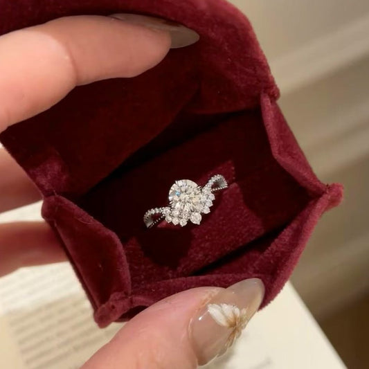 Light Luxury Style Super Sparkling Moissanite Ring for Women S925 Silver Full Diamond Set Ring Stackable Ring