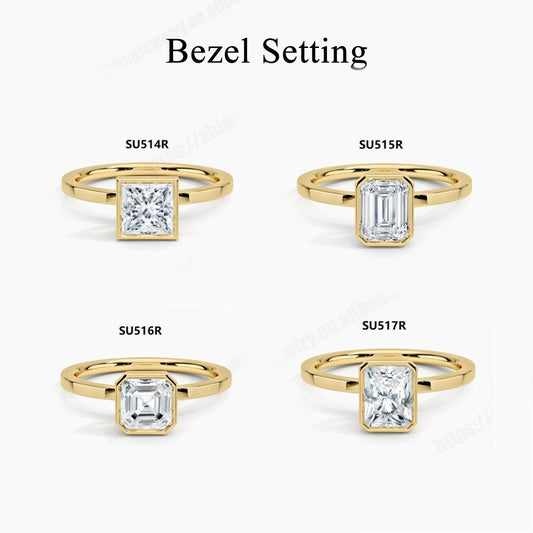 Simple and Stylish s925Sterling Silver Inlaid with Moissanite Ring Asche 1 Carat Gold Cross-Border