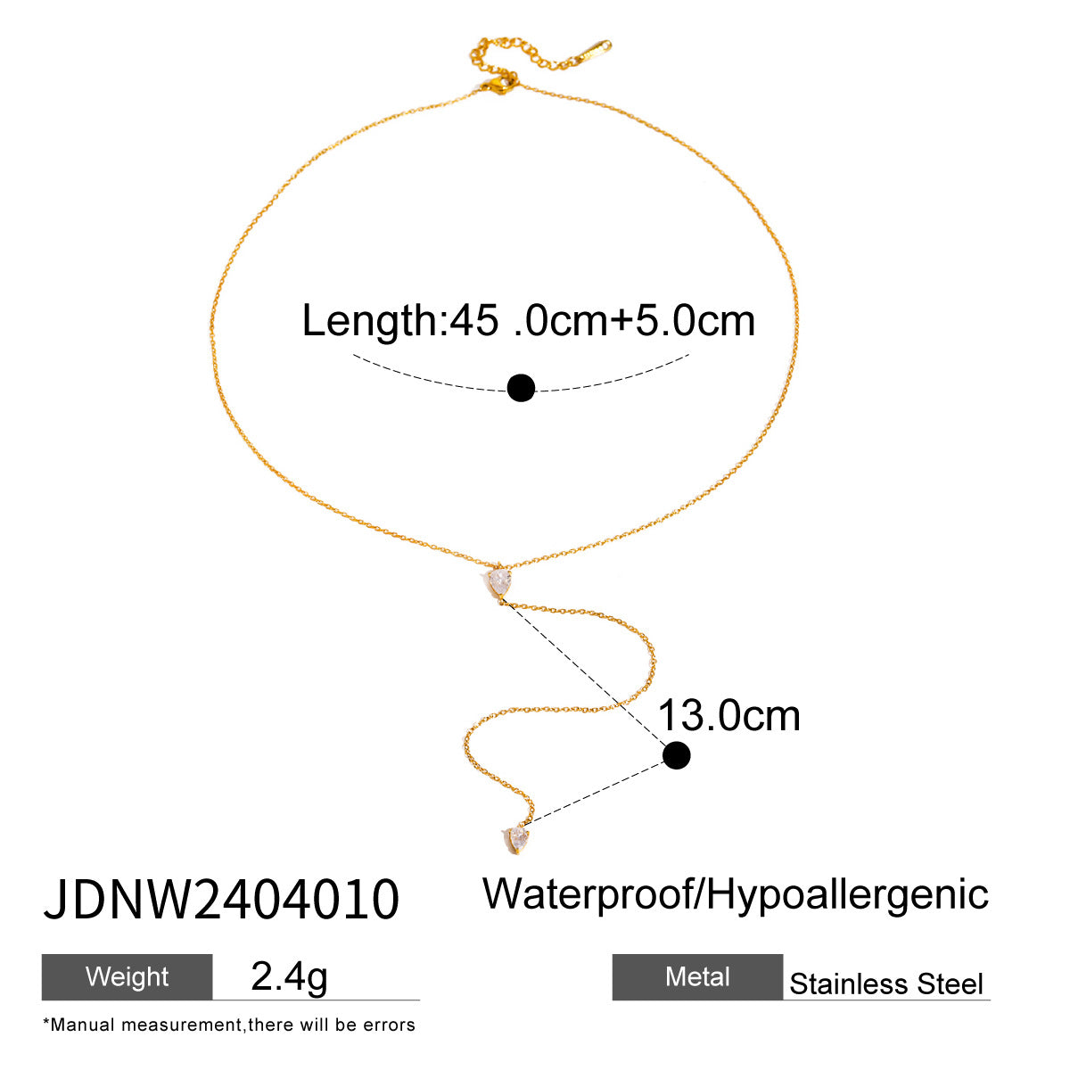 Stainless Steel Zircon Y-Chain Light Luxury Long Necklace Titanium Steel Jewelry for Women High-End Autumn Winter Sweater Chain