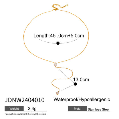 Stainless Steel Zircon Y-Chain Light Luxury Long Necklace Titanium Steel Jewelry for Women High-End Autumn Winter Sweater Chain