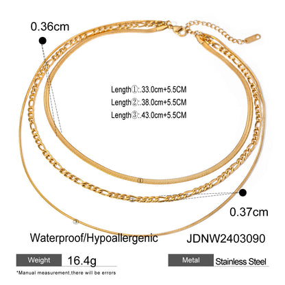 Three-layer Stacked Titanium Steel Necklace Accessories for Women, Light Luxury High-end Clavicle Chain Stainless Steel Jewelry