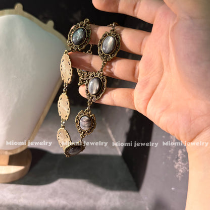 Natural black shell necklace Vintage Miomi design