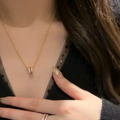 Italian craftsmanship, antique style, high-end feel, pure silver S925Real Gold Plated Ruby Row Ring New Year Red Necklace